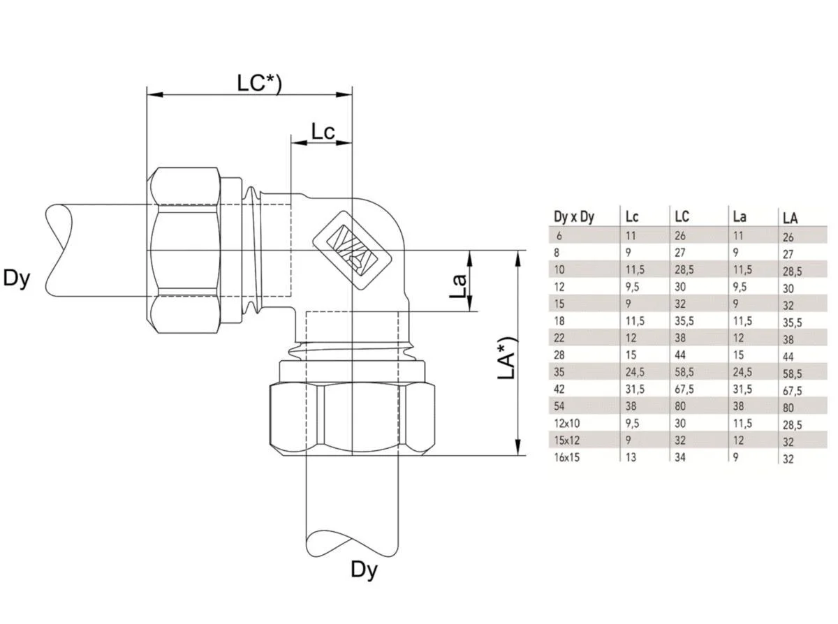 Puserruskulmaliitin Vatette 15 Mm (0340500)