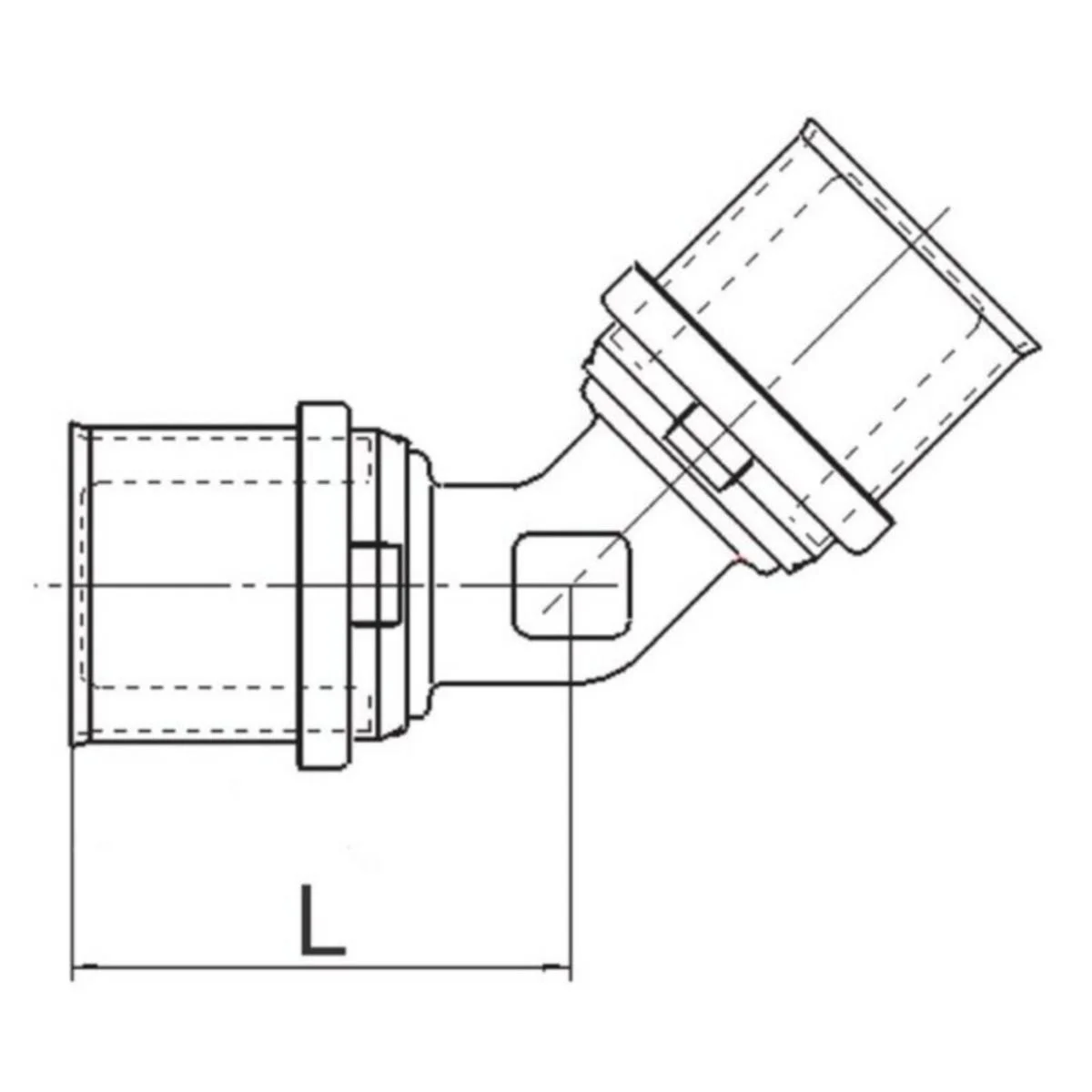 Puristuskulma 45° A32 Lk