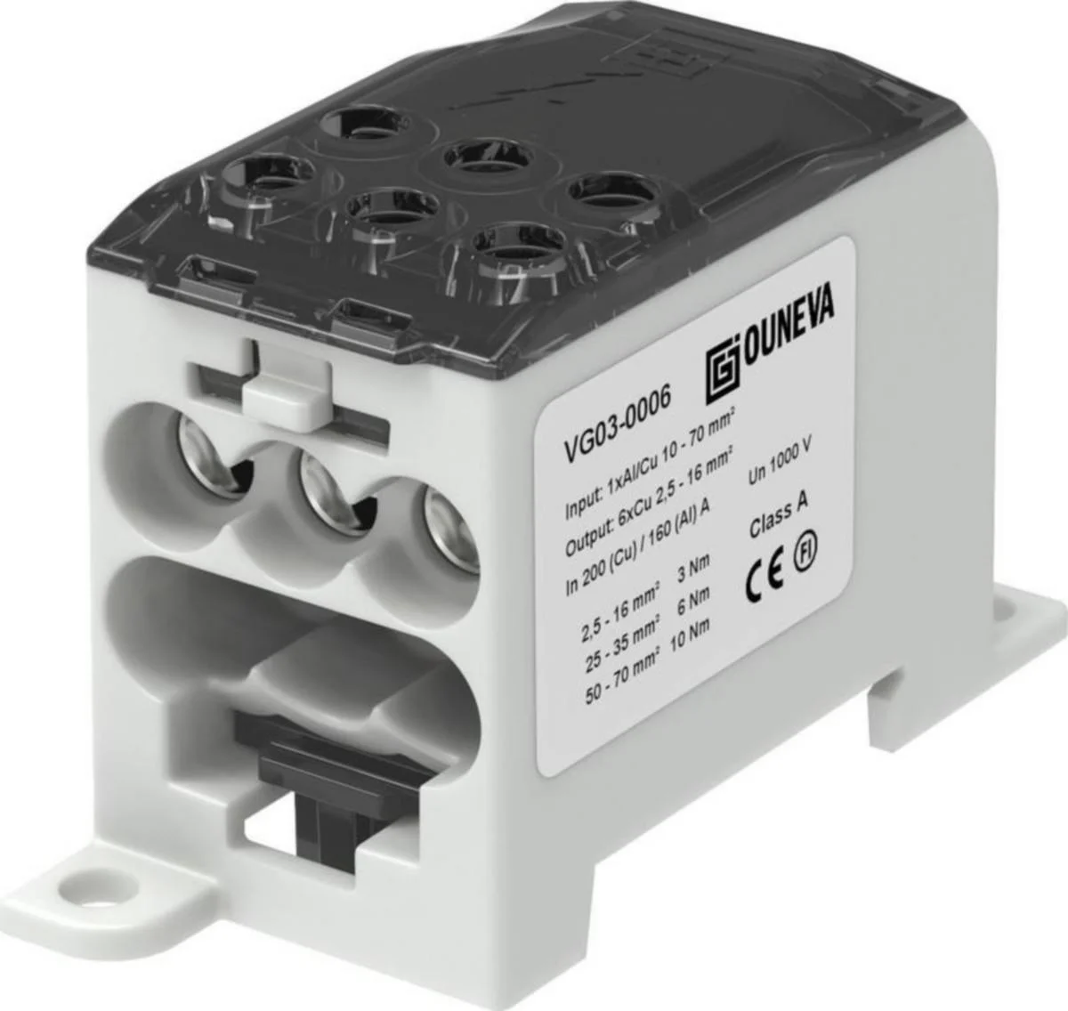 Yleisjakeluliitin Ojl Ouneva Vg03-0006 200A Harmaa