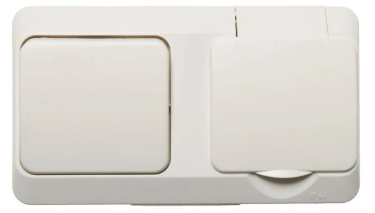 Pistorasia + Kytkin Artic Pinta Ip44 6-Kytkin Valk.