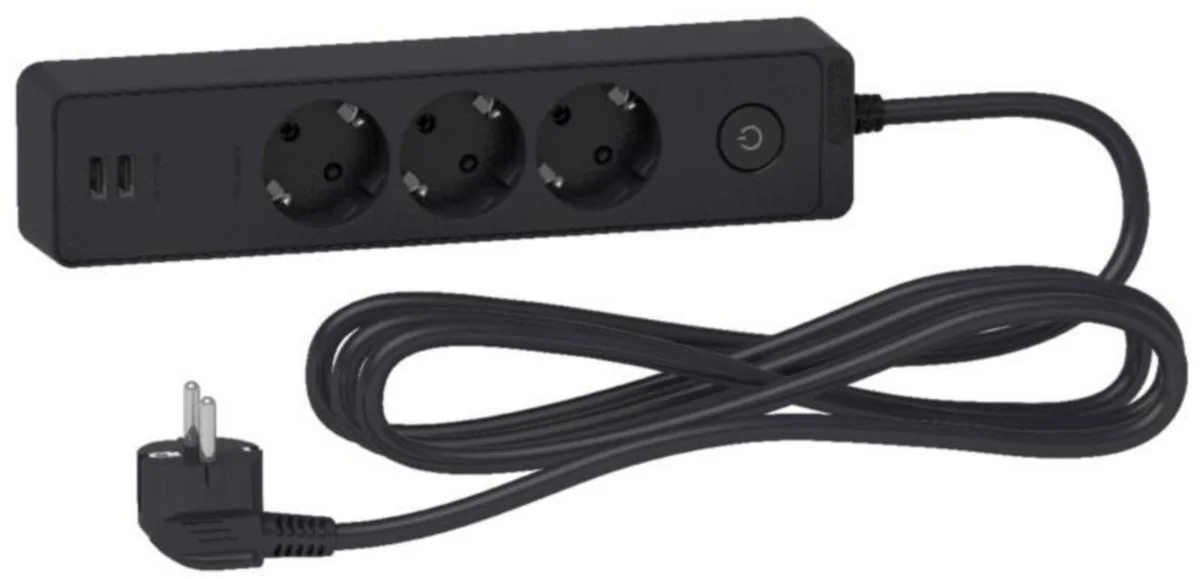 Jatkopistorasia Unica System+ 3-Os +2Xusb 3M Msk 3G1.5 Musta