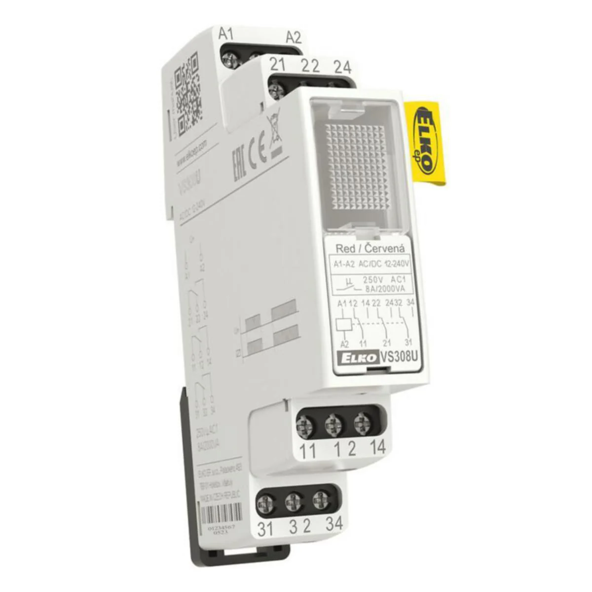 Välirele Elko Ep 3Vk 8A 12-240Vuc Pun Led