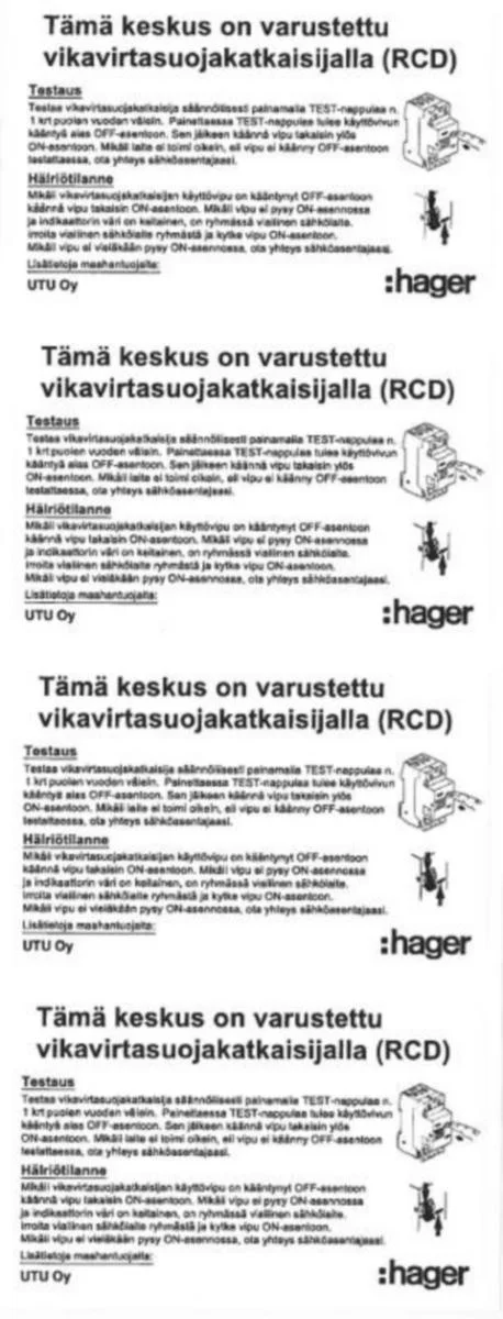 Käyttöohjetarra Utu Vvst Vvsk/Vv-Jsk 4Kpl Fi