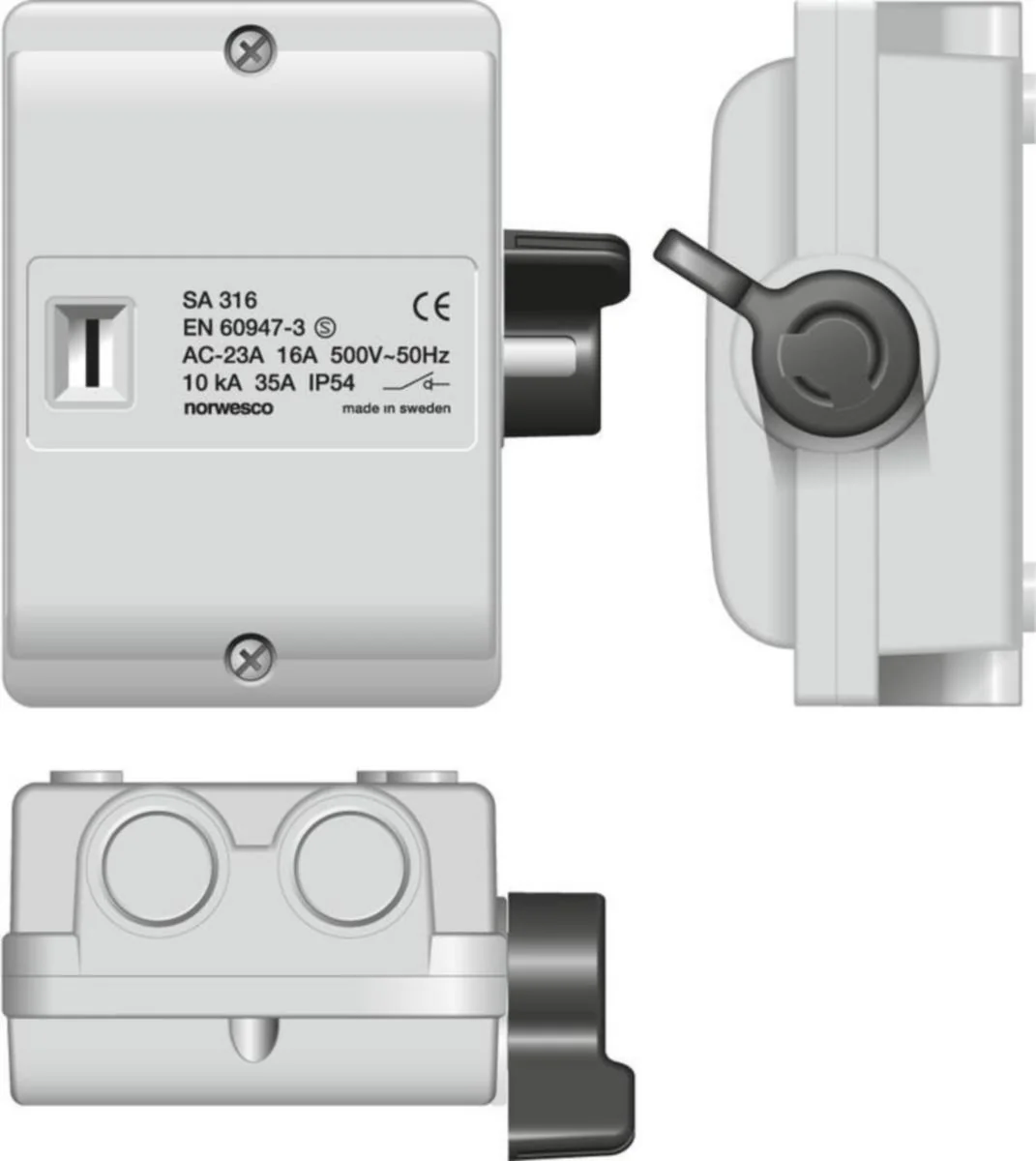 Turvakytkin Vipu Norwesco Sa316 3X16A 7.5Kw Ip54