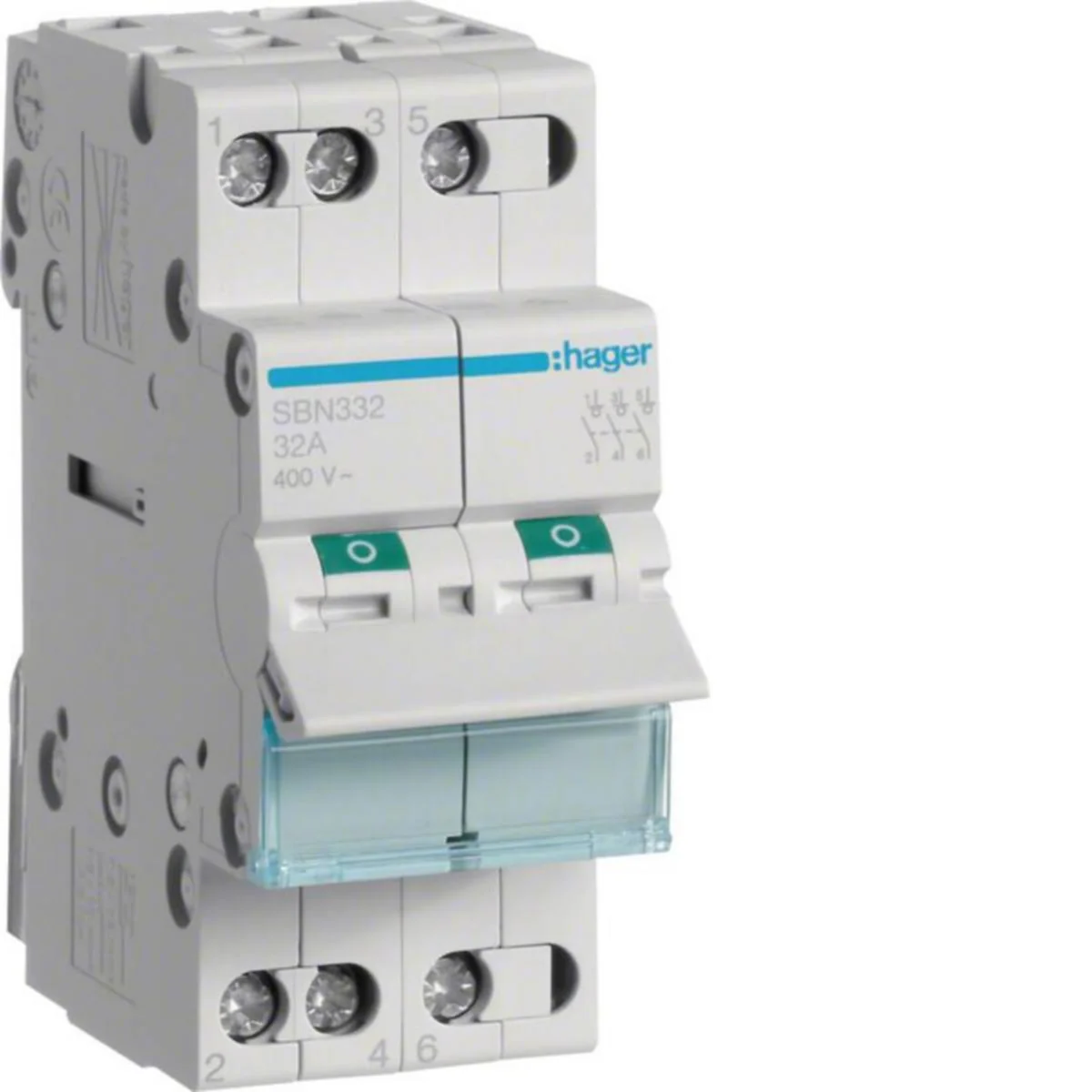 Kuormankytkin Vipu Hager Sbn332 0-1 3N 32A 400Vac Din