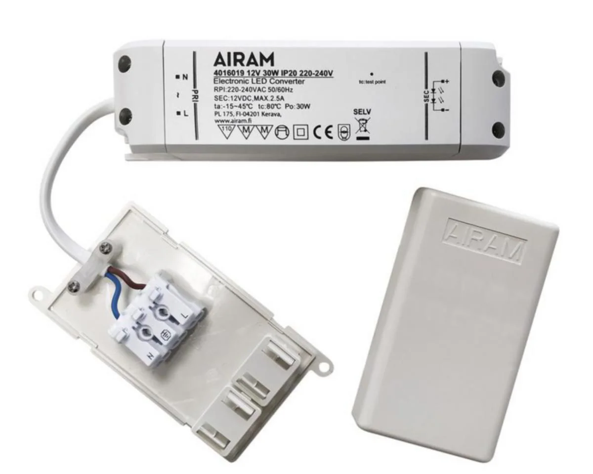 Led-Liitäntälaite Airam Tasajännitelähde 12V 30W Ip20