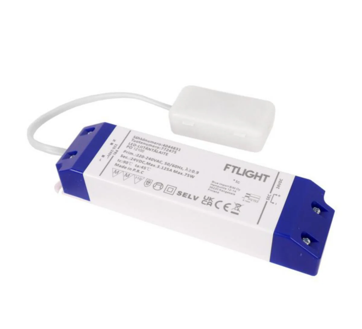 Elektroninen Liitäntäl Ftlight 75W 24V Ip20 Kytkentäboksilla