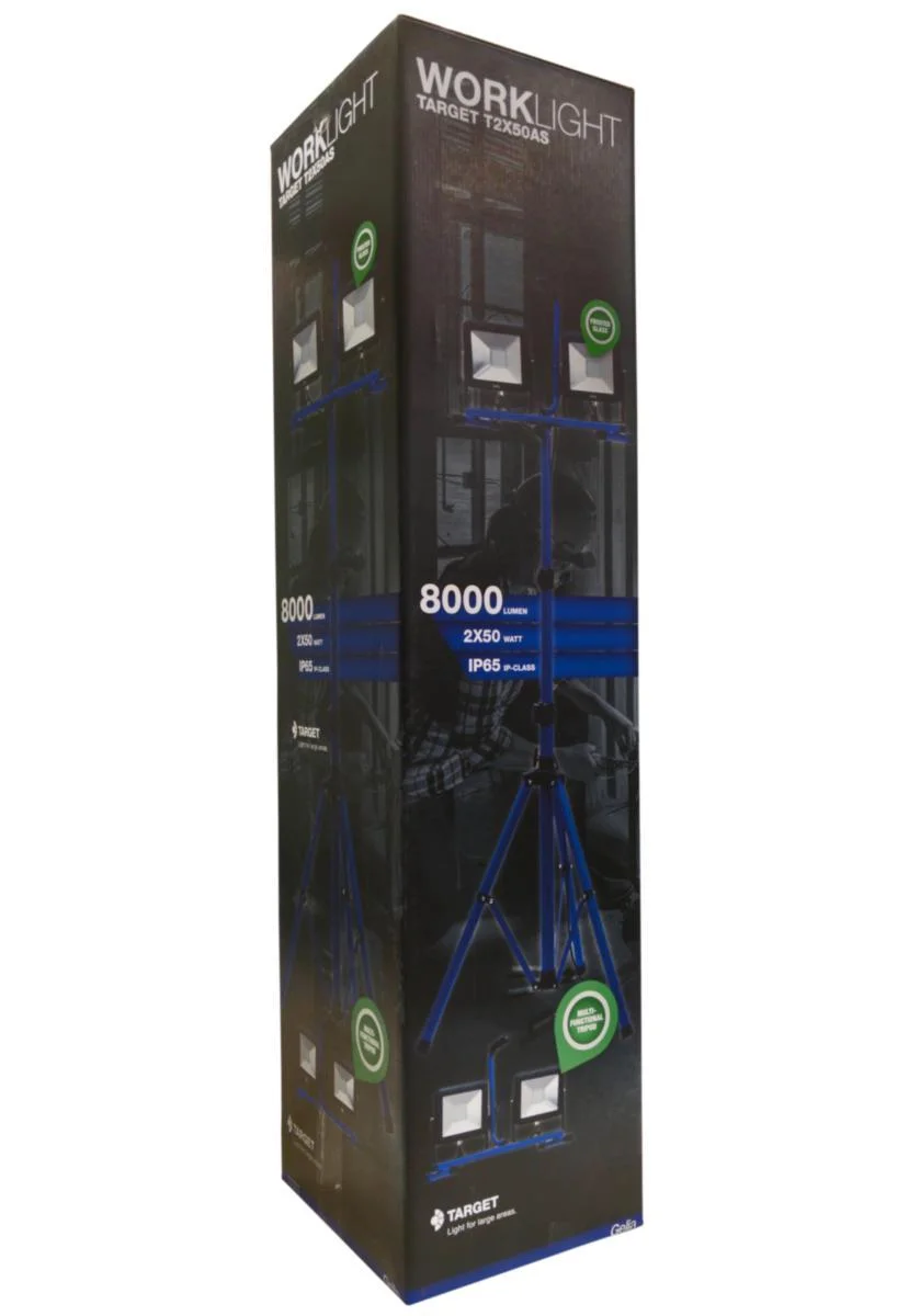 Työmaavalaisin Led 2X50W Ip65 6500K Telesk.Jal. 3M Kaapeli
