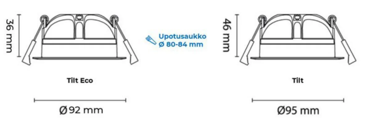 Alasvalo Unilamp Tilt Ip44 8W 3K Black
