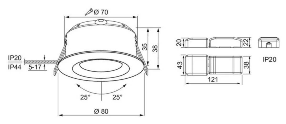 Alasvalo Compact Tilt Ip44 5W/830 36D Dim Acc Wh