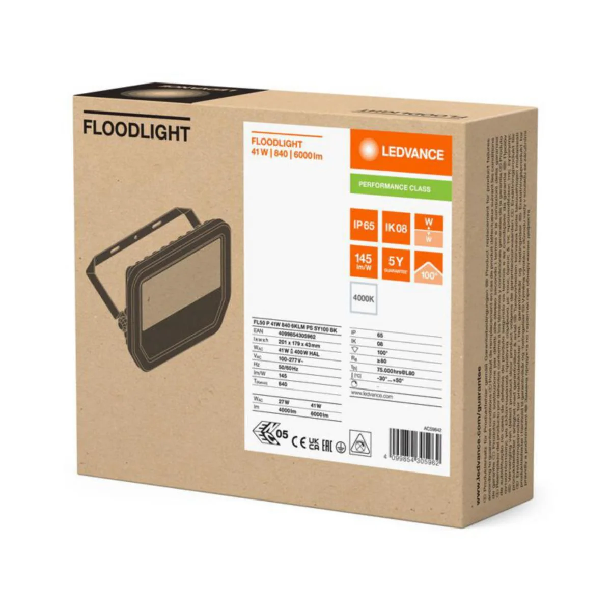 Valonheitin Floodlight Pfm Fl 50 6000Lm 840 Sym Ml Bk