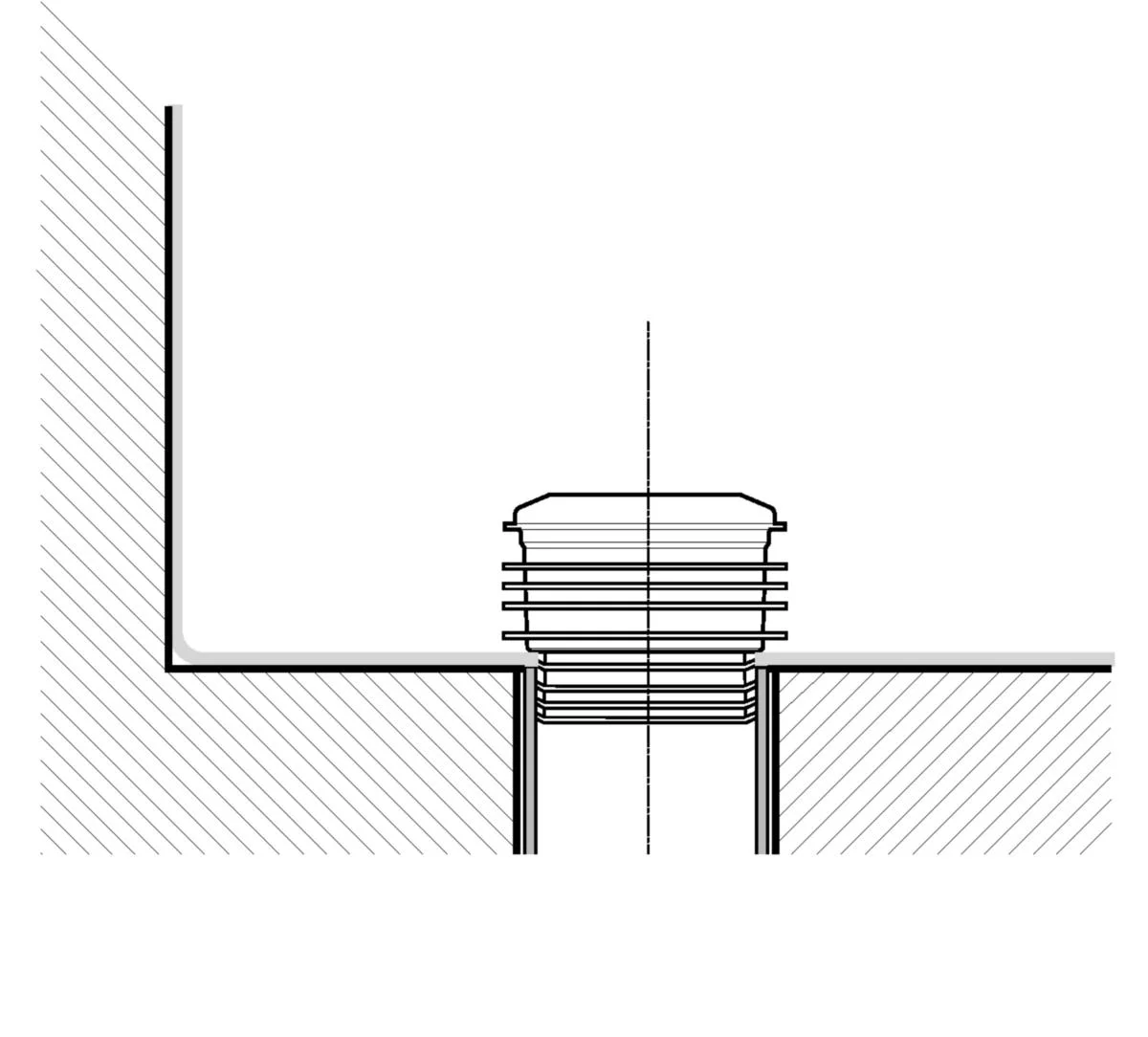 Wc-Mansetti. D=110/125 Keskeinen. Piilo-S-Viemärille
