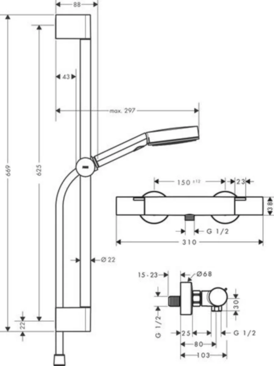 Combisetti Hansgrohe 24263000 Ecostat Fine Kromi