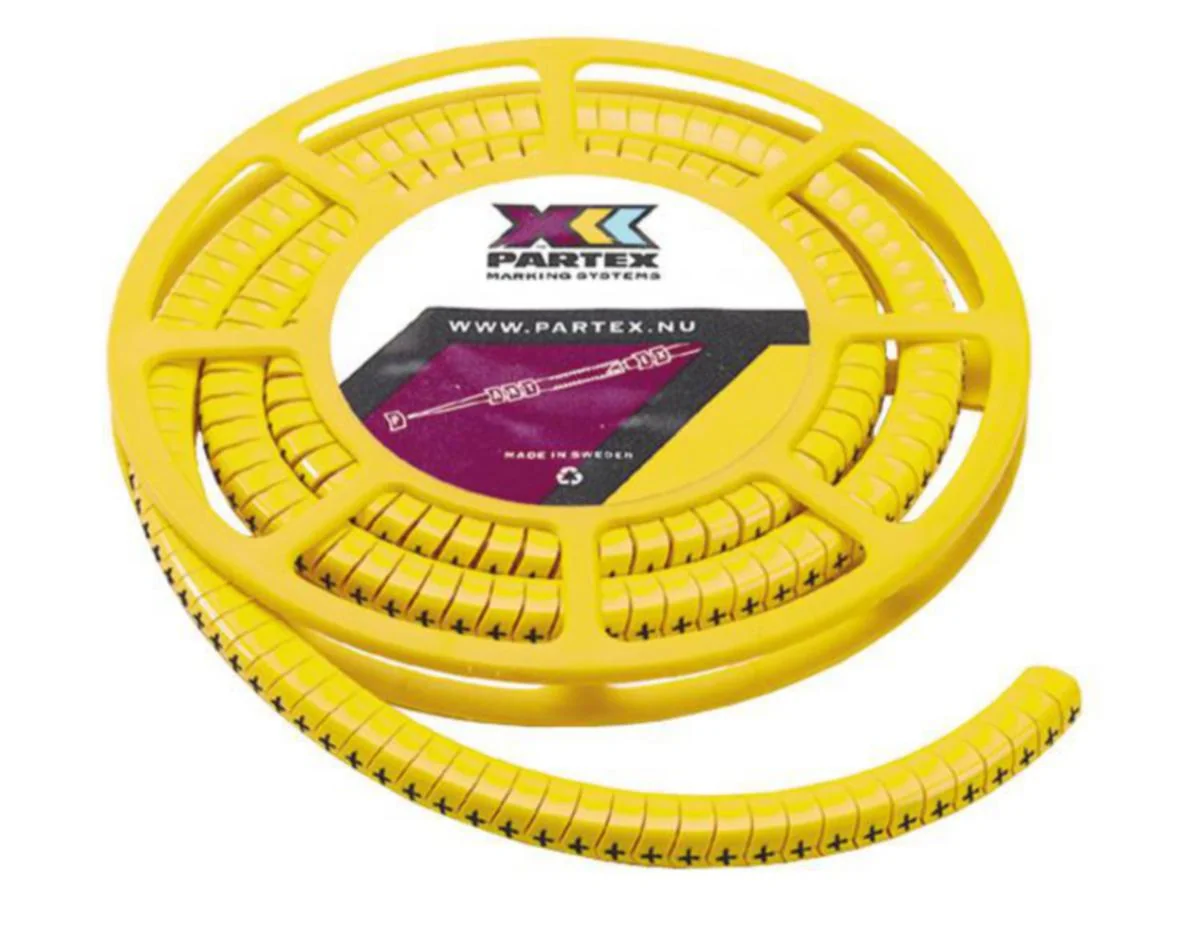 Johdinmerkki Partex Pa2/4 Kelt./Musta, Rulla, -