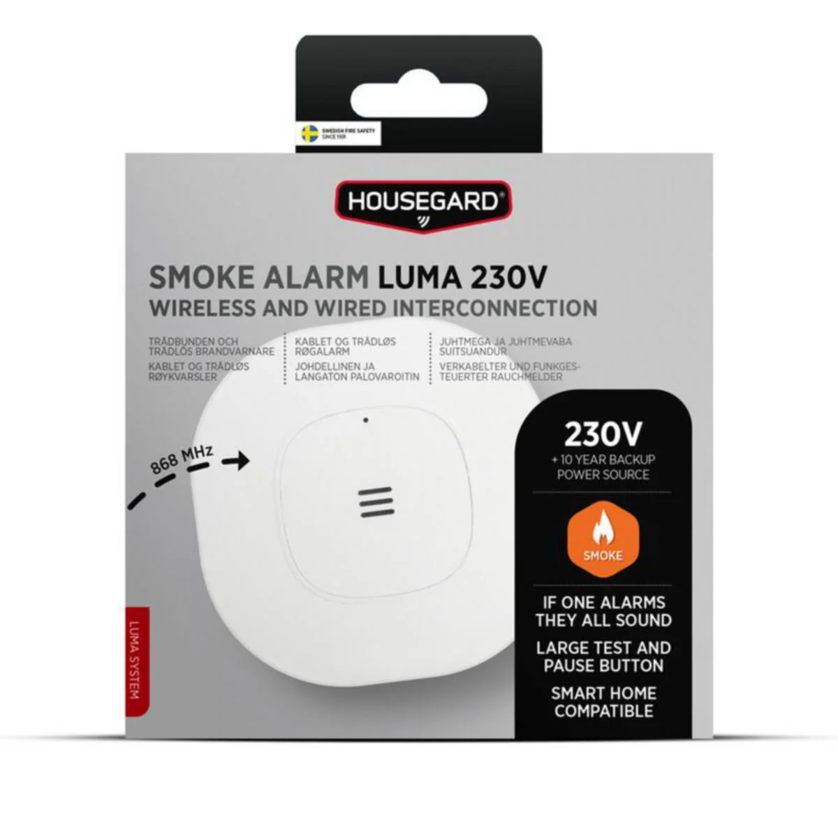 Palo-/Häkävaroitin Housegard Luma Sireeni 230V Sf355 Langat
