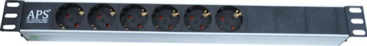 Pistorasiapaneeli 6-Os 19" 1U 3M Alumiini