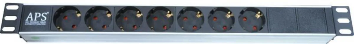 Pistorasiapaneeli 7-Os 19" 1U 3M Alumiini