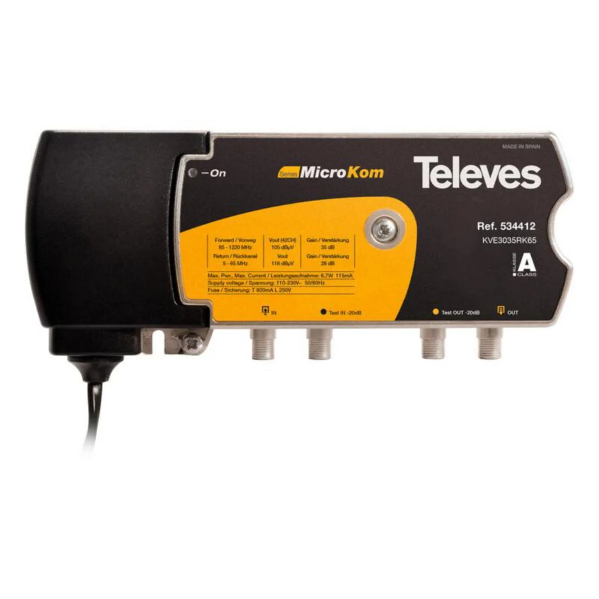 Laajakaistavahvistin Finnsat 5-65Mhz 28Db / 85-1220Mhz 35Db
