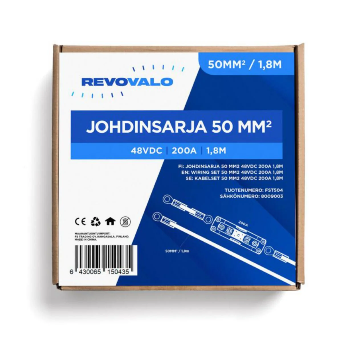 Asennustarvikepakkaus Revovalo Johdinsarja 48Vdc 200A 1,8M