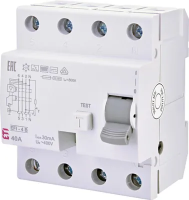 Vikavirtasuojakytkin Eti Efi-4 B 40/0.03 4X40A/30Ma/B