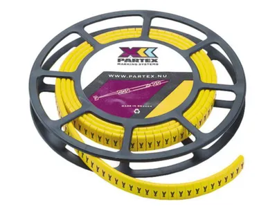 Kaapelimerkki Partex Pk2/4 Kelt./Musta, Rulla, 0